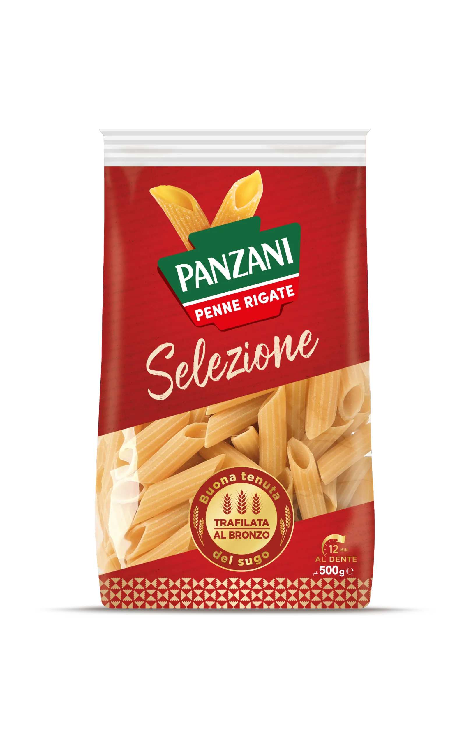 Pack de penne rigate de la gamme Panzani Selezione Al Bronzo