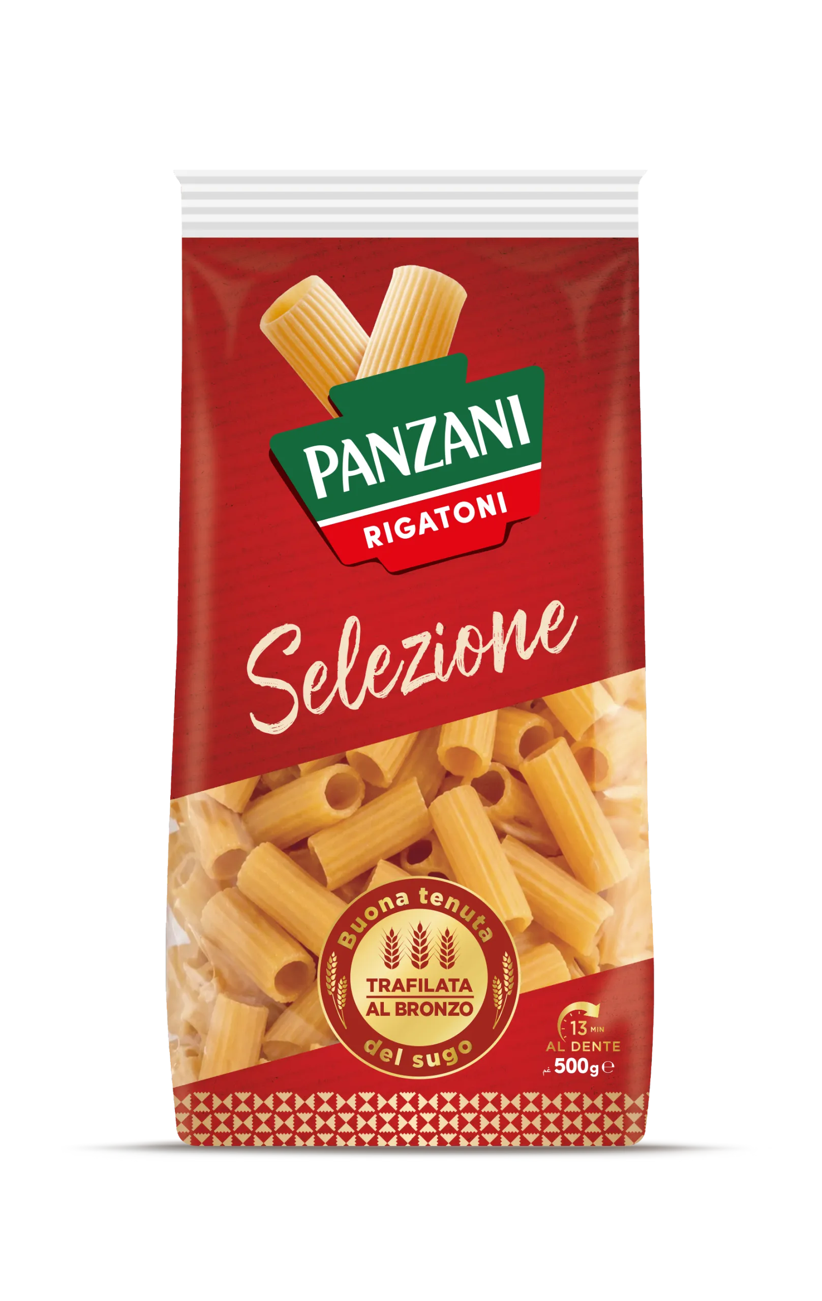 Pack de rigatoni de la gamme Panzani Selezione Al Bronzo
