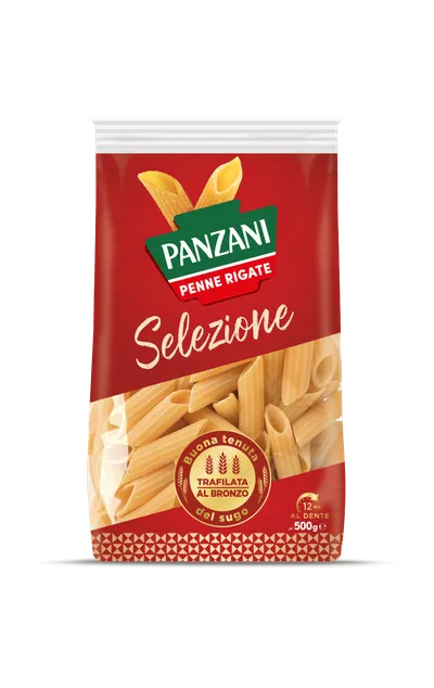 Pack de penne rigate de la gamme Panzani Selezione Al Bronzo